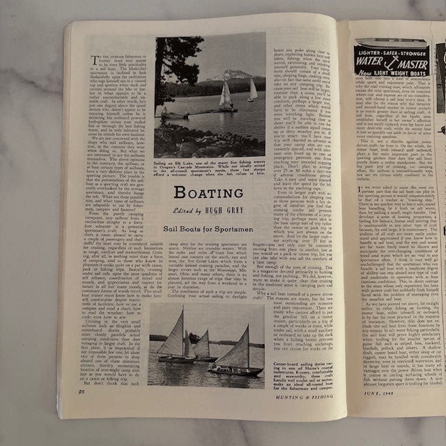 Beautiful vintage magazine from June 1940. Hunting and Fishing, featuring cover art by Gordon Nichols. 40 pages, with...