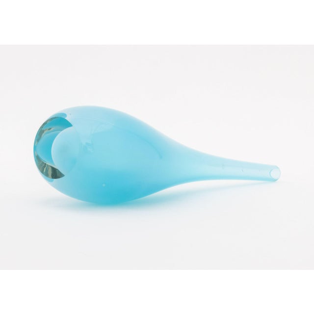 Sky Blue Murano Sommerso Light Blue Bottle Neck Vase For Sale - Image 8 of 8