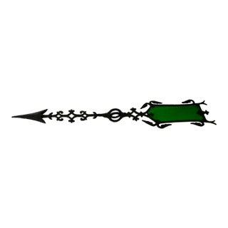 Late 19th Century Antique Cast Iron Lightning Rod Arrow With Green Glass Tail For Sale