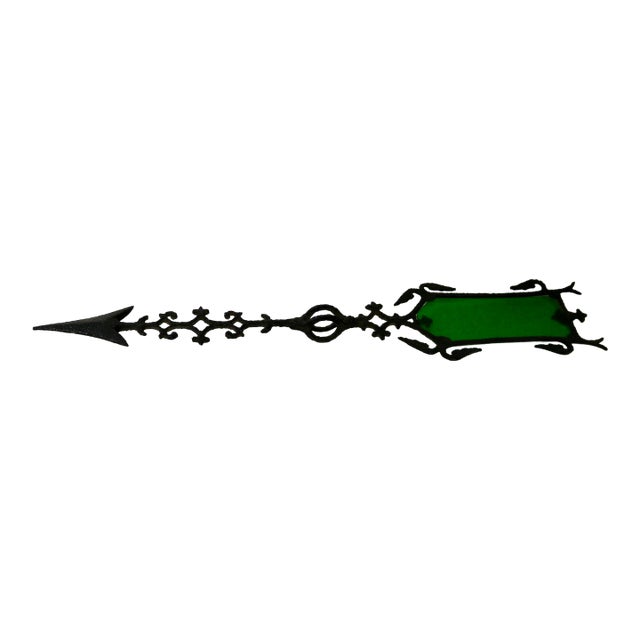 Late 19th Century Antique Cast Iron Lightning Rod Arrow With Green Glass Tail For Sale