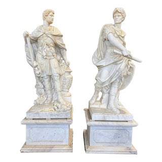 Large Classical Marble Warrior Figures, Late 20th Century, Set of 2 For Sale