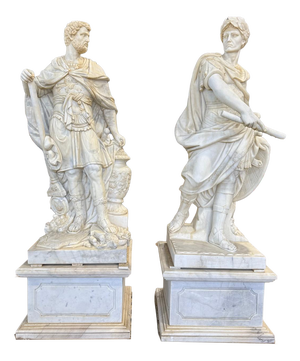 Large Classical Marble Warrior Figures, Late 20th Century, Set of 2