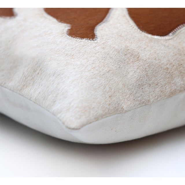 Textile Luxury Genuine Cowhide Bear Throw Pillow 16x24 | Handmade Hair-on-Hide Leather Designer Lumbar Cushion For Sale - Image 7 of 10
