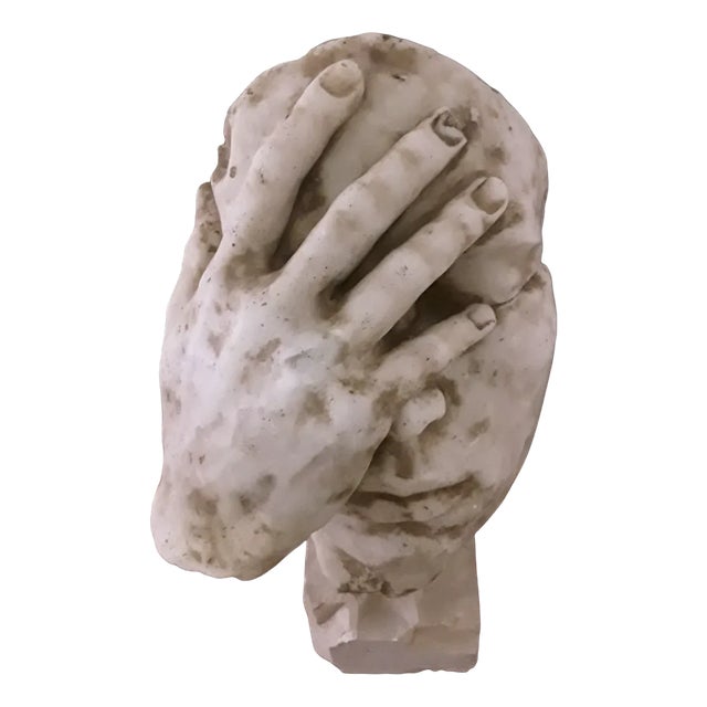 Vintage Marble Sculpture on Limestone Base, 1970s For Sale