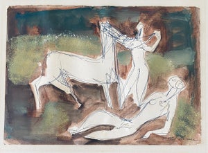 Stefan Alexander, Abstract Composition with Figures Israeli Mid Century Modernist