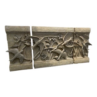 20thC. Mid Century Modern Plaster Divider Panels With Swallows . For Sale