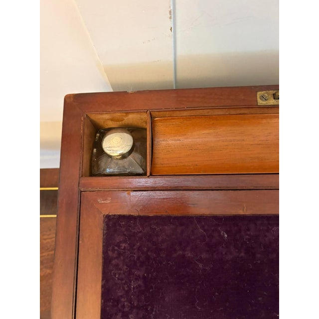 Mid 19th Century Antique Victorian Mahogany Brass Bound Writing Box, 1860 For Sale - Image 5 of 11