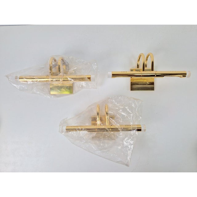 Regency Brass Acrylic Cabinet Lamp by Lumina, 1980s For Sale - Image 9 of 18