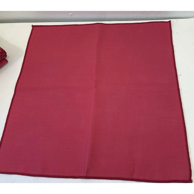 Vintage Rose Colored Linen Dinner Napkins - Set of 6 For Sale - Image 4 of 6
