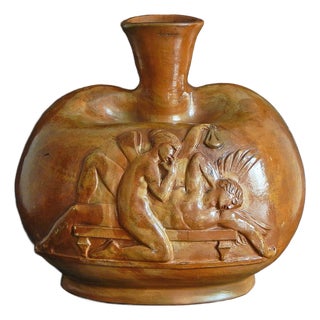1930s "Psyche Imploring Cupid," Unique Art Deco Vase. For Sale
