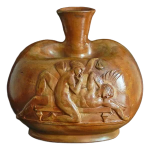 1930s "Psyche Imploring Cupid," Unique Art Deco Vase.