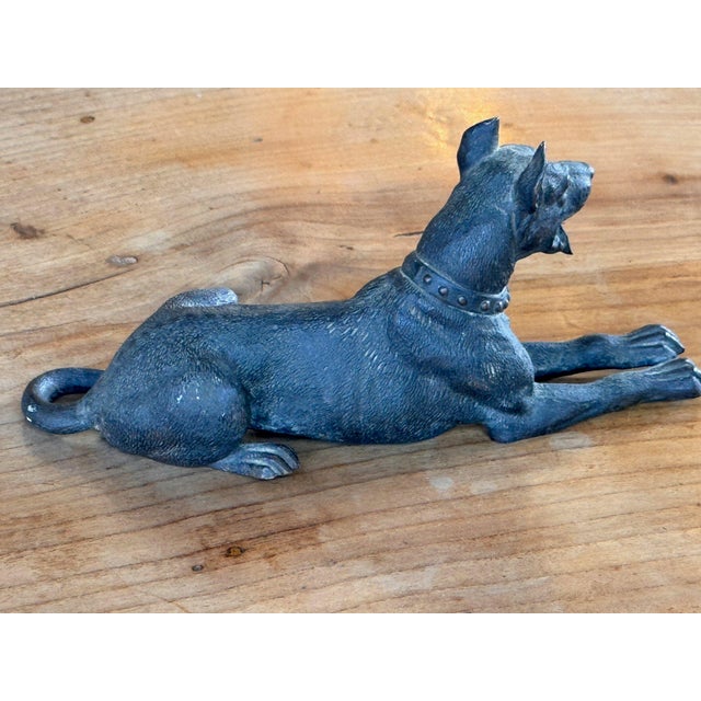Gray 19th Century Austrian Bronze Recumbent Dog With Studded Collar For Sale - Image 8 of 8