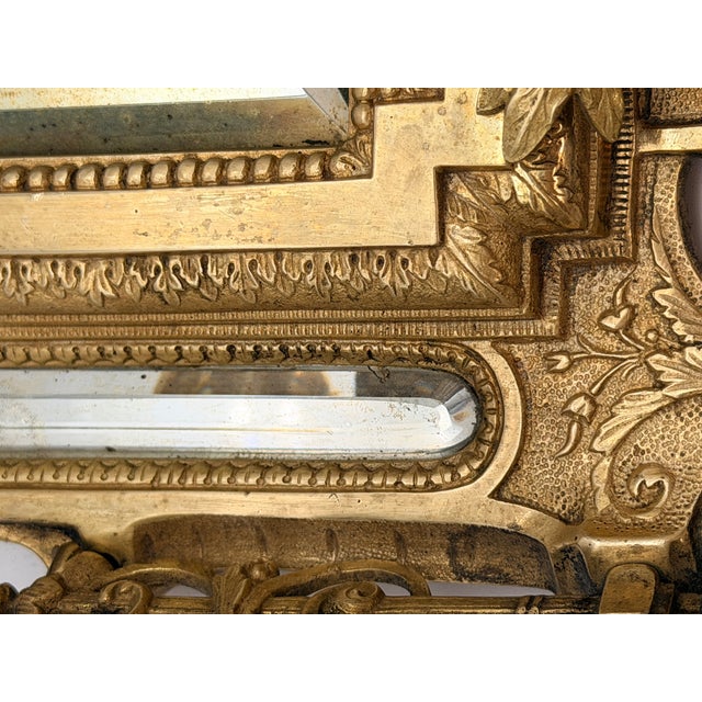 Antique French Renaissance Revival Cast Brass Girandole Sconce Mirrors - A Pair For Sale - Image 15 of 16