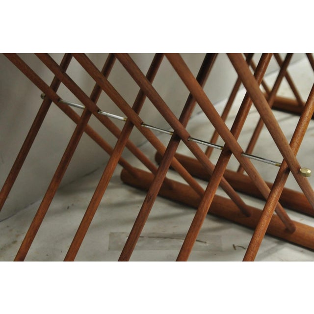 Mid Century Danish Modern Mandalay Teak Folding Campaign Style Side Tables Pair For Sale - Image 13 of 18