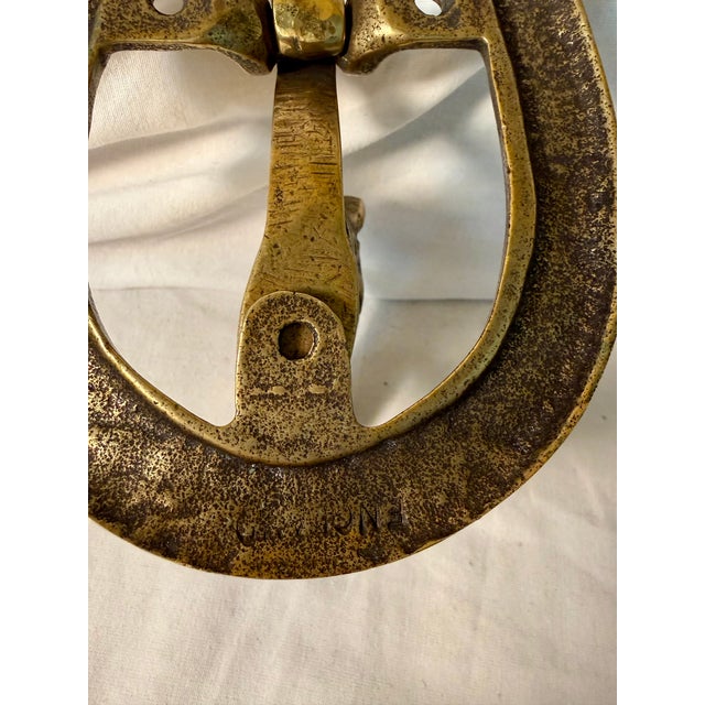 Metal Vintage, English Brass Horse and Horseshoe Doorknocker For Sale - Image 7 of 13