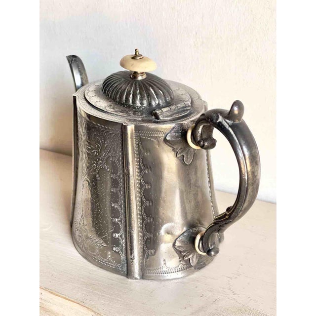 Ivory 19th Century Victorian Britannia Silver Plated Teapot from EPBM, Sheffield, 1890s For Sale - Image 8 of 14
