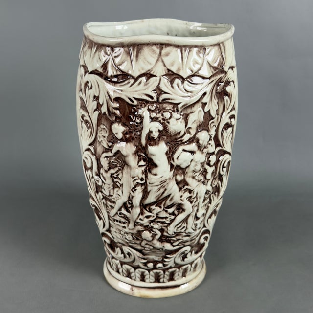 Large Capodimonte Ceramic Vase with High Relief and Classical Figures, 1960s For Sale - Image 11 of 11