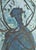 A 1964 mixed media painting on paper of St. Francis. This abstract work depicts St. Francis in black and black against and...