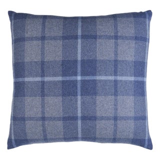 Schumacher Montana Wool Plaid 20" Pillow In Slate For Sale
