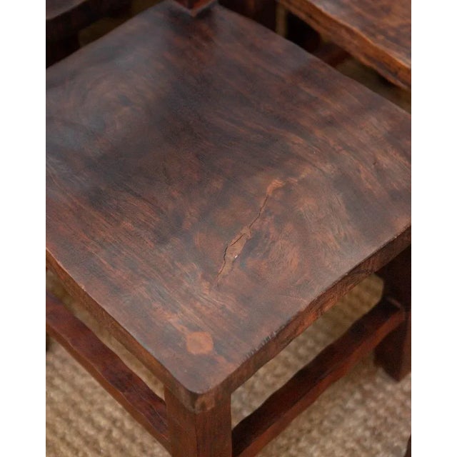 1980s Brazilian Leather and Wood Dining Set - Table and 6 Chairs For Sale - Image 12 of 18