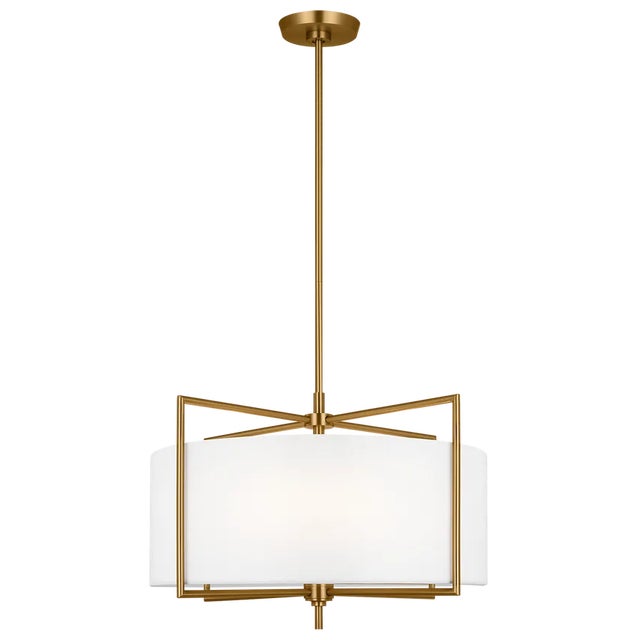 Transitional Chapman & Myers By Visual Comfort Studio Perno 4-Light Medium Hanging Shade Pendant in Burnished Brass For Sale - Image 3 of 3