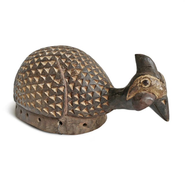 Vintage Burkina Faso Guinea Fowl Helmet Mask For Sale - Image 11 of 11