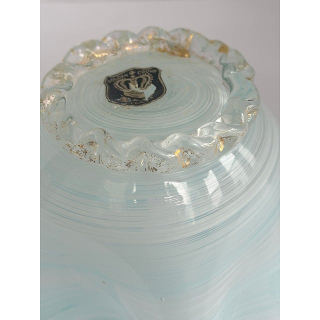 Mid 20th Century Vintage Murano Celadon Aqua Fazzoletto Handkerchief Art Glass Vase For Sale - Image 5 of 13
