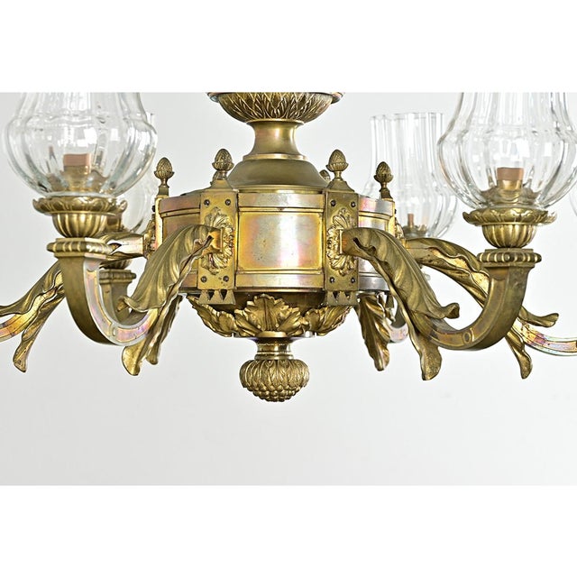 French 19th Century Bronze & Blown Glass Chandelier For Sale - Image 15 of 15