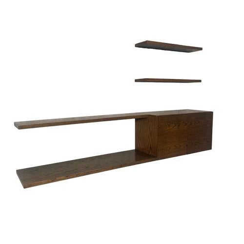 Remarks: Wall unit / sideboard, Germany 1960s. Floating shelves and a floating chest in wenge veneer. All in very good...