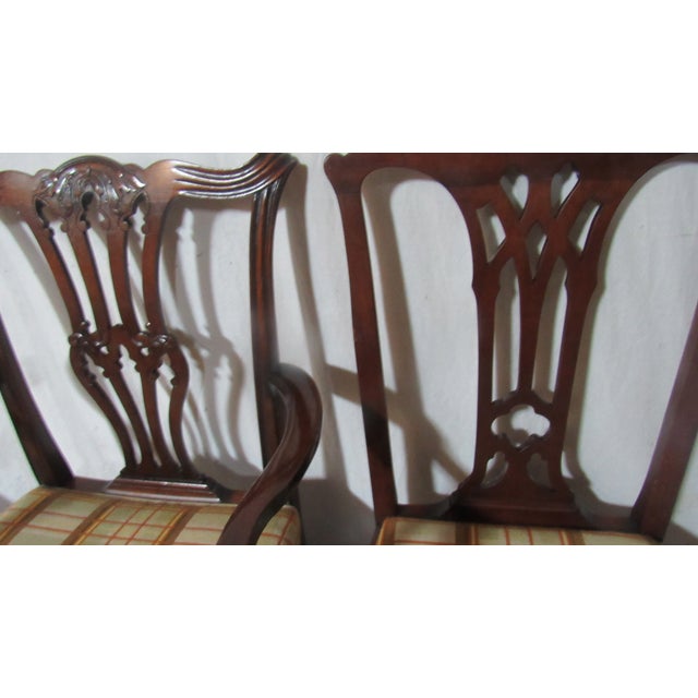 1940s Set Eight Mahogany Dining Room Chippendale Chairs For Sale - Image 6 of 14