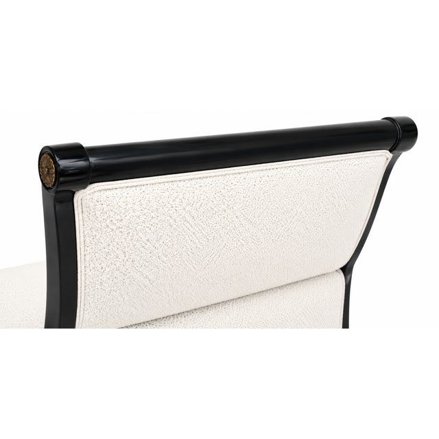 1960s Pair French Empire Style Ebonized & Brass Mounted Upholstered Benches For Sale - Image 5 of 6