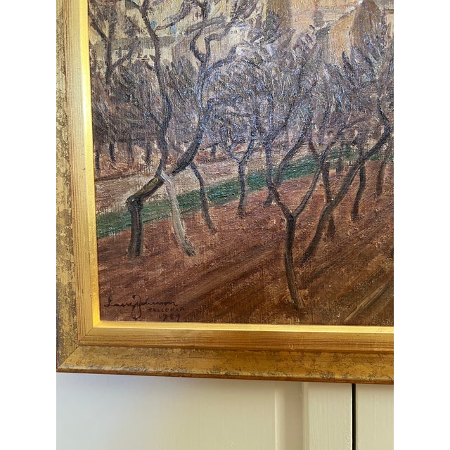 Mid-Century Modern Vintage 1920s Swedish Oil Painting - Mallorca by Lasse Johnson For Sale - Image 3 of 4