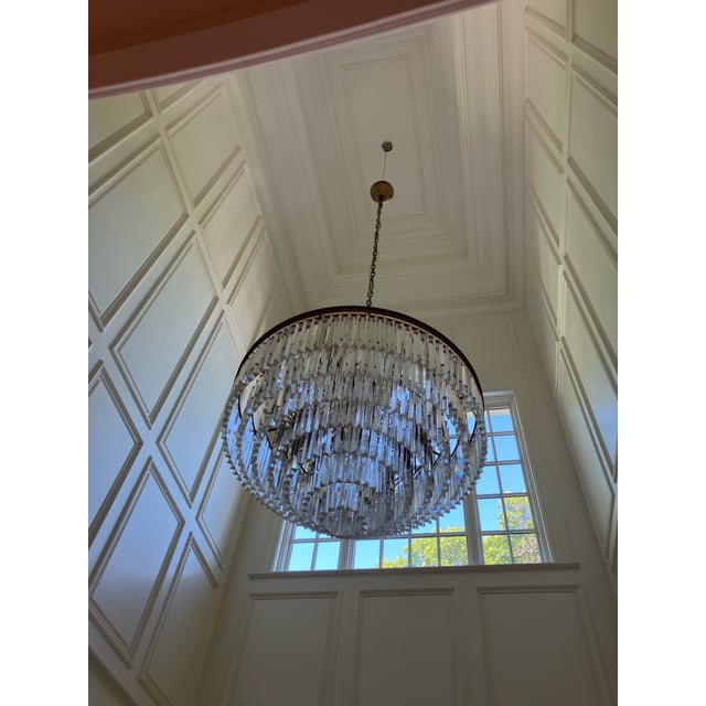 Contemporary Large 44" Tiered Crystal Prism Foyer Chandelier — 131" Total Drop — Grand Entry Light For Sale - Image 3 of 5