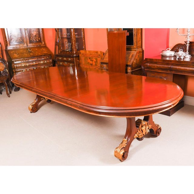 Wood Antique Victorian Mahogany Twin Base Dining Table and Chairs, 1800s, Set of 13 For Sale - Image 7 of 14