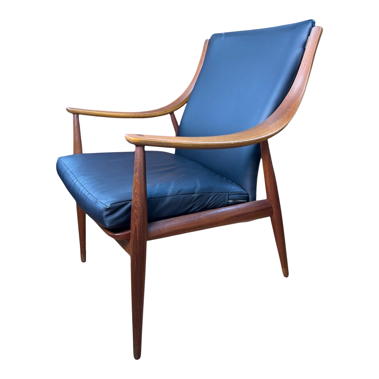 Peter Hvidt and Orla Molgaard-Nielsen Teak Black Leather Lounge