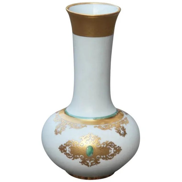 Metal Mid-Century Porcelain & 24 Karat-Gold Vase by Arrigo Finzi, 1950s For Sale - Image 7 of 7