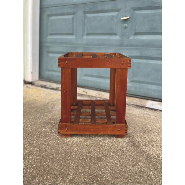 Vintage Lattice Wood Pedestal or Plant Stand. With a square shelf base at the top and the bottom, this piece can function...