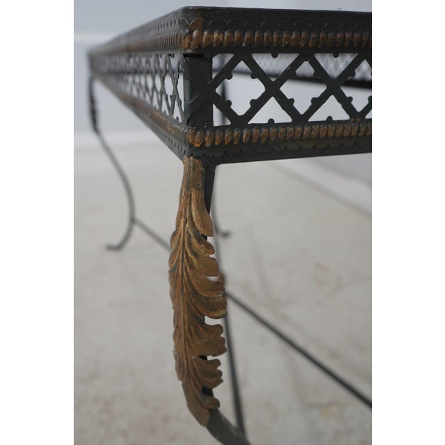 Stunning Hand Painted Top Iron Base Console Table For Sale - Image 13 of 15