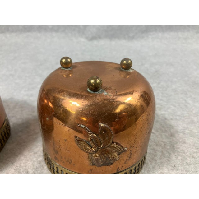 1940s Copper Brass Reticulated Footed Planters With Rose - A Pair For Sale - Image 13 of 18