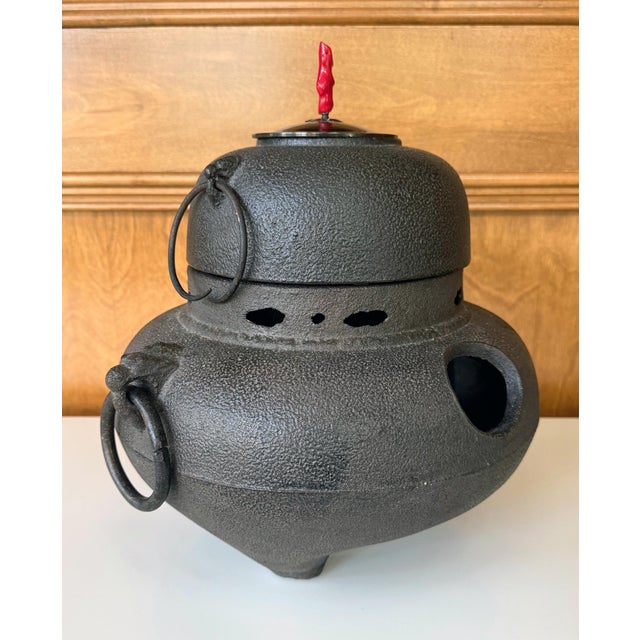 Metal Fine Japanese Cast Iron Chagama Set for Tea Ceremoney For Sale - Image 7 of 16