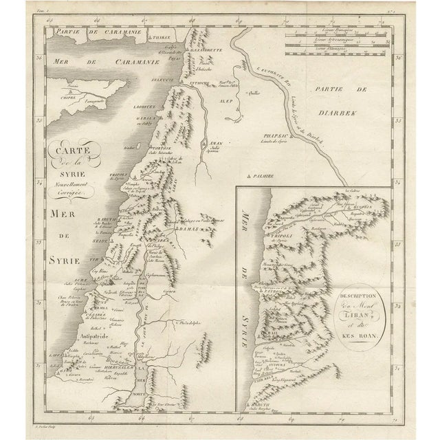 Antique Map of Syria, Mount Lebanon and Palestine, 1760s For Sale