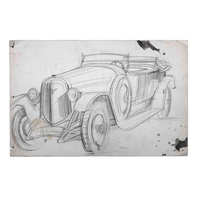 The Car, Original Drawing, Mid 20th-century For Sale