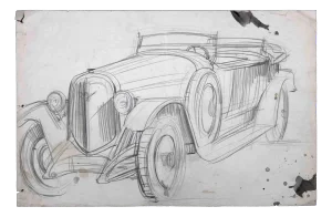 The Car, Original Drawing, Mid 20th-century