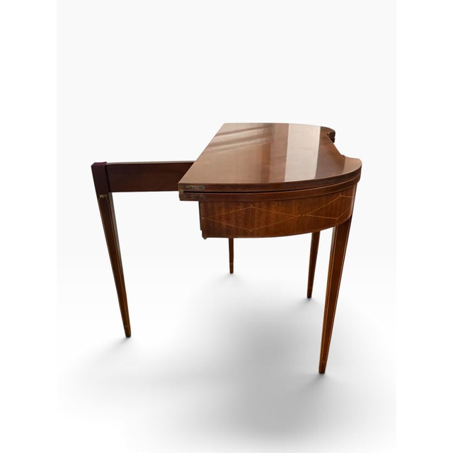 Late 20th Century Late 20th Century Baker Furniture Historic Charleston Federal Mahogany Inlaid Folding Game Table For Sale - Image 5 of 18