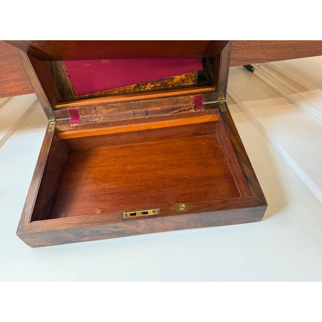 Brass Early 20th Century Antique Victorian Style Burr Walnut Brass Writing Box For Sale - Image 8 of 16