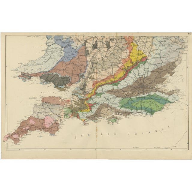 Antique Geological Map of England & Wales, 1880s, Set of 2 For Sale - Image 4 of 11