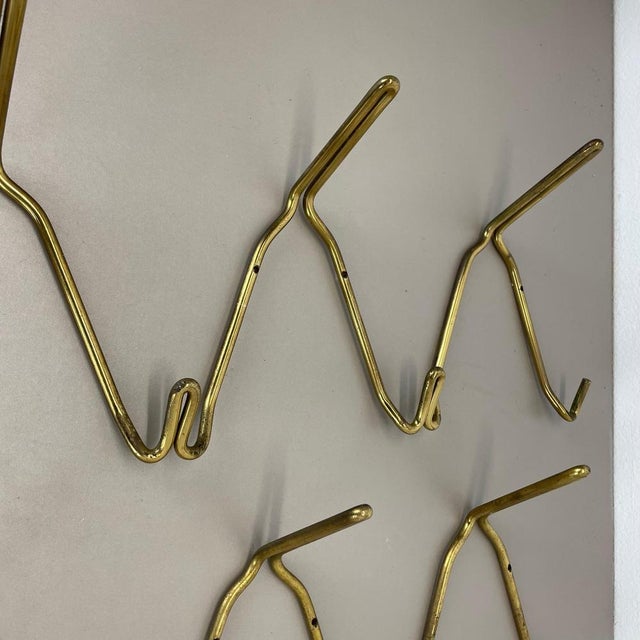 Large Brass Coat Rack with Hooks in the style of Auböck, France, 1950s For Sale - Image 6 of 18