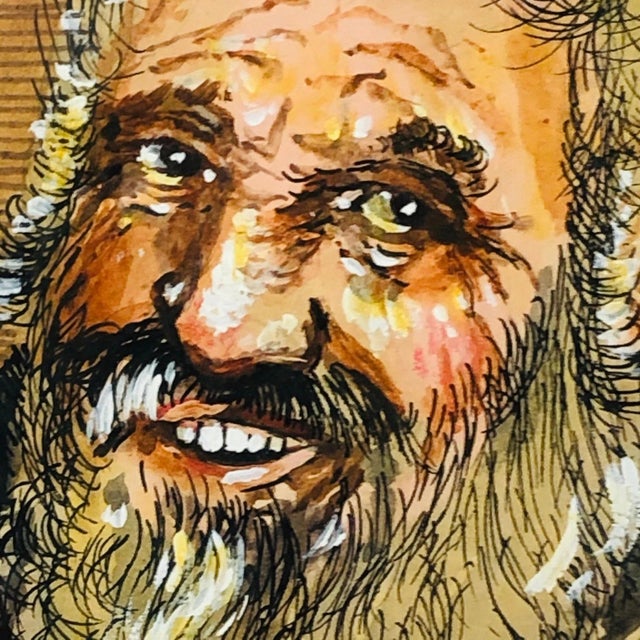 Illustration 1970s Original Pen and Ink Framed Rabbi Portrait For Sale - Image 3 of 10