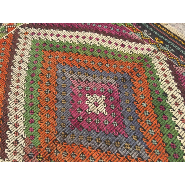 Red Vintage Turkish Kilim Rug - 5′8″ × 8′4″ X For Sale - Image 8 of 9