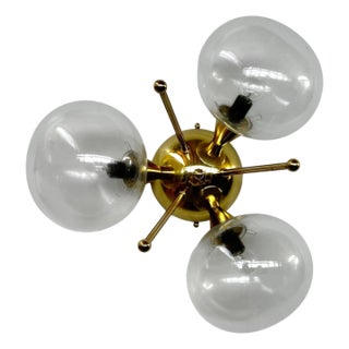 Trifoglio Polished Brass Clear Pebble Flush Mount by Fabio LTD For Sale